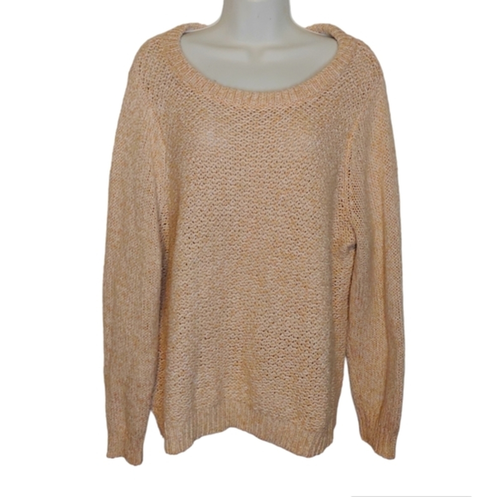 St.Johns Bay 1x Tan W Silver Threads Sweater Y2k